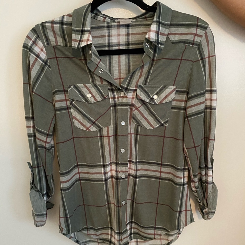 Thin army green flannel